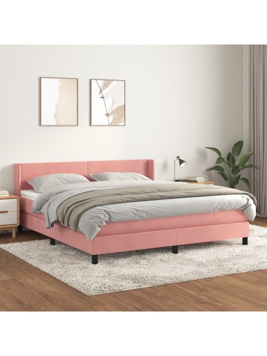 Box spring postel s matrací růžová 180x200 cm samet