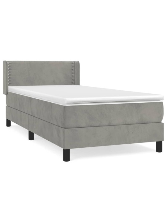 Box spring postel s matrací světle šedá 90x190 cm samet