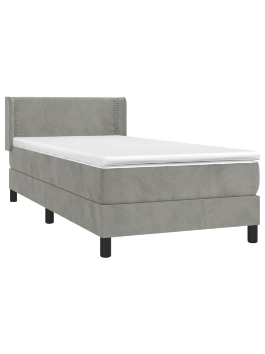 Box spring postel s matrací světle šedá 90x190 cm samet