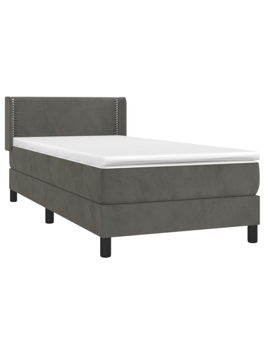Box spring postel s matrací tmavě šedá 90x200 cm samet