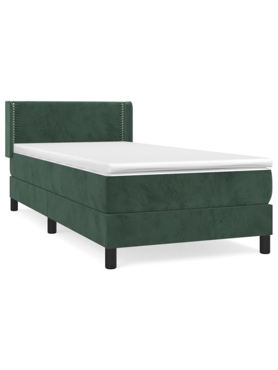 Box spring postel s matrací tmavě zelená 90x200 cm samet