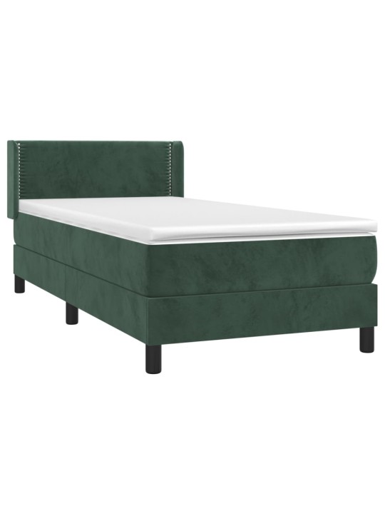 Box spring postel s matrací tmavě zelená 90x200 cm samet