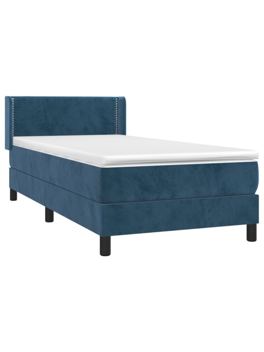 Box spring postel s matrací tmavě modrá 90x200 cm samet