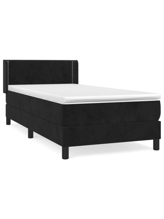 Box spring postel s matrací černá 100x200 cm samet