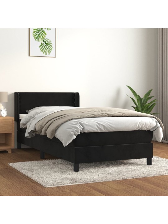 Box spring postel s matrací černá 100x200 cm samet