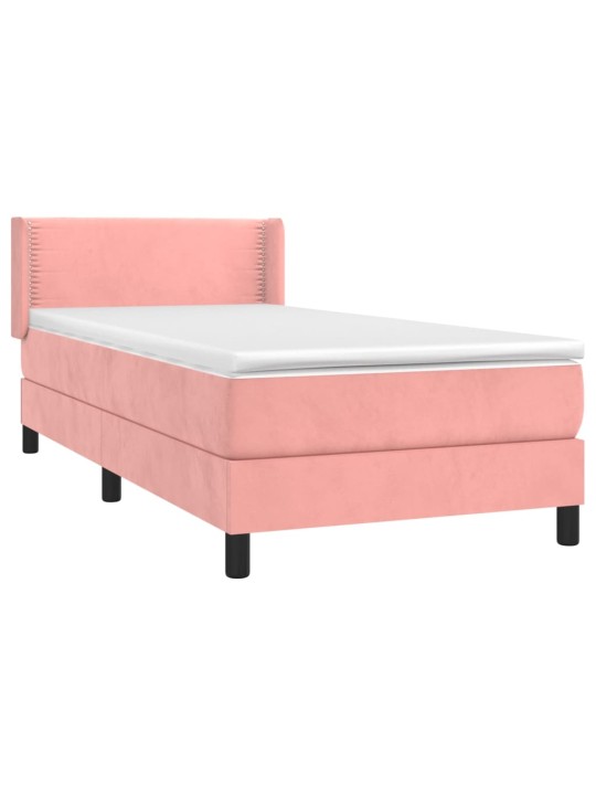 Box spring postel s matrací růžová 100x200 cm samet