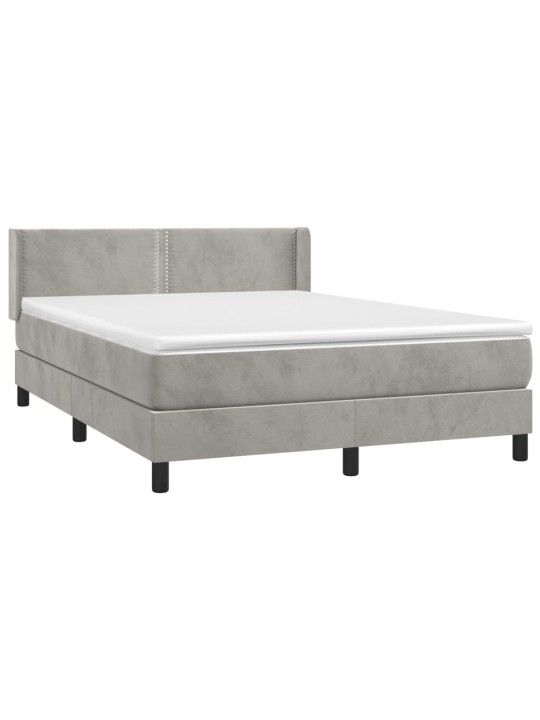 Box spring postel s matrací světle šedá 140x190 cm samet