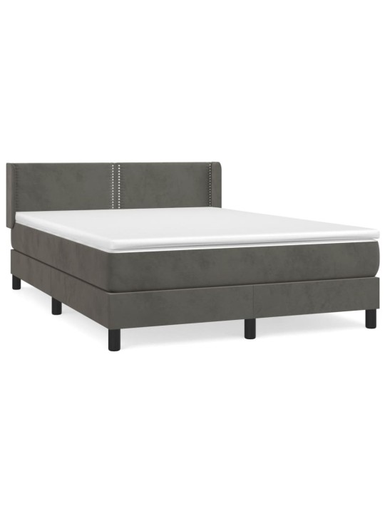 Box spring postel s matrací tmavě šedý 140 x 190 cm samet