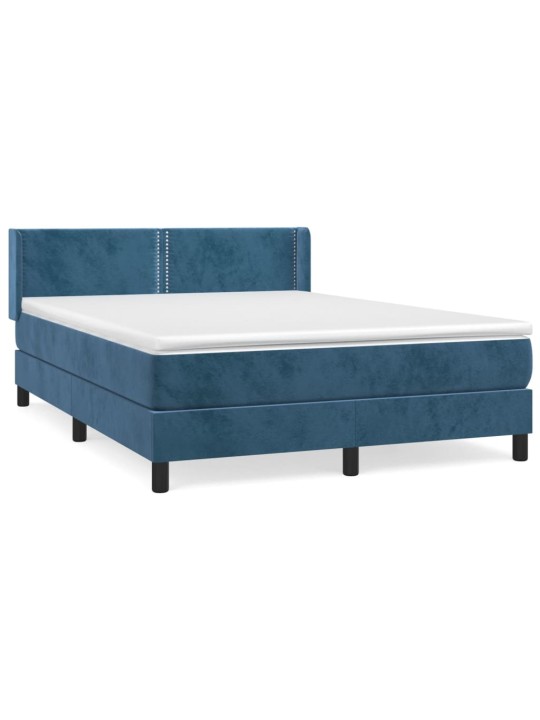 Box spring postel s matrací tmavě modrá 140x190 cm samet