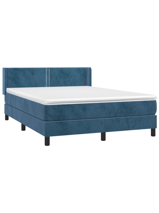 Box spring postel s matrací tmavě modrá 140x190 cm samet