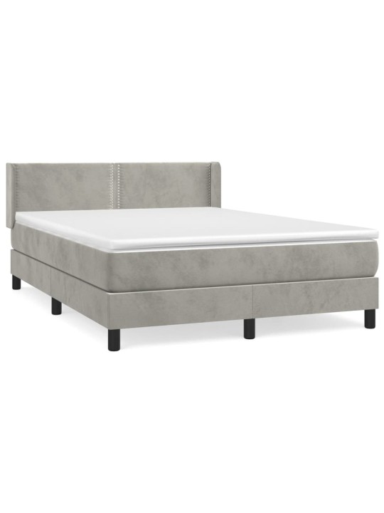 Box spring postel s matrací světle šedá 140x200 cm samet