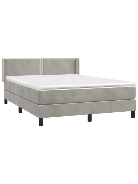 Box spring postel s matrací světle šedá 140x200 cm samet