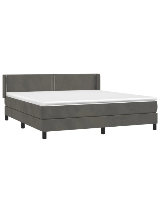 Box spring postel s matrací tmavě šedá 160x200 cm samet