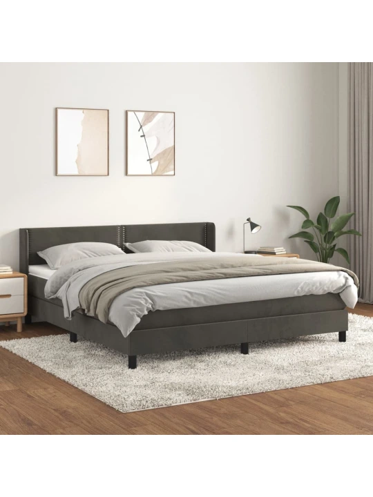 Box spring postel s matrací tmavě šedá 160x200 cm samet