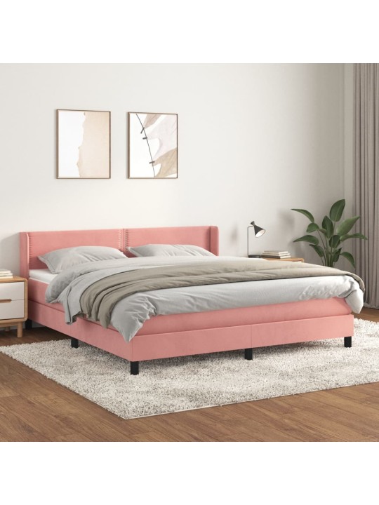 Box spring postel s matrací růžová 160x200 cm samet