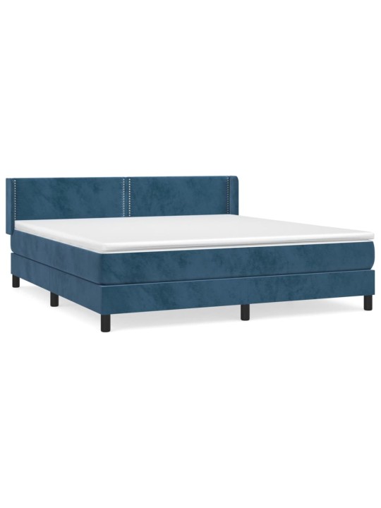 Box spring postel s matrací tmavě modrá 180x200 cm samet