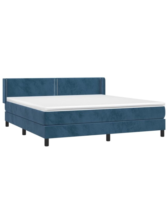 Box spring postel s matrací tmavě modrá 180x200 cm samet