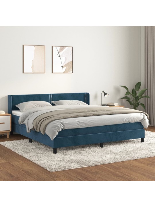 Box spring postel s matrací tmavě modrá 180x200 cm samet