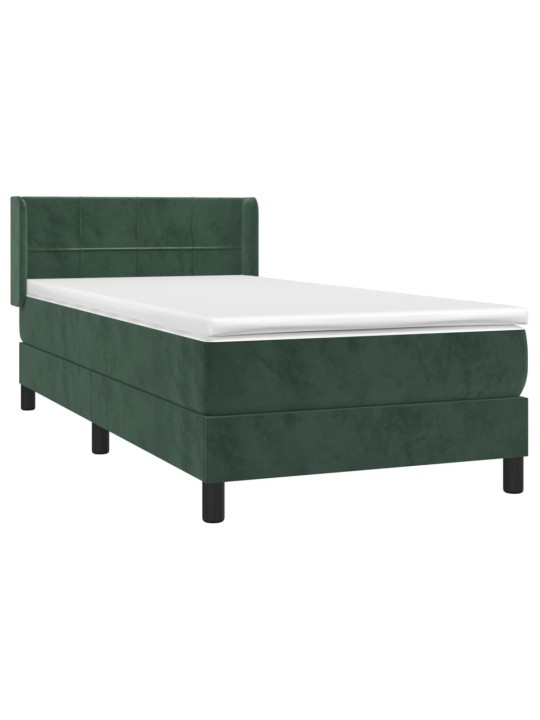 Box spring postel s matrací tmavě zelená 80 x 200 cm samet