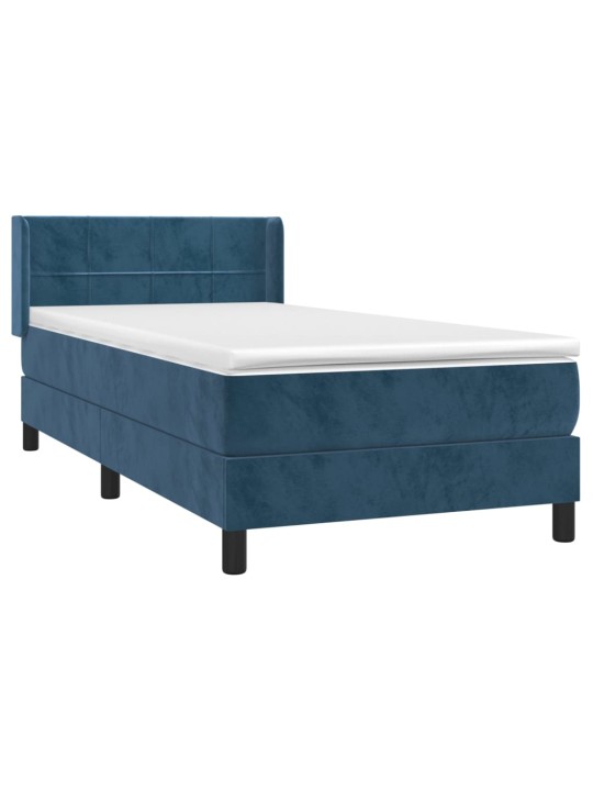 Box spring postel s matrací tmavě modrá 80 x 200 cm samet
