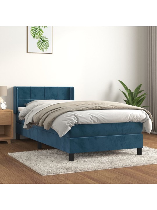 Box spring postel s matrací tmavě modrá 80 x 200 cm samet