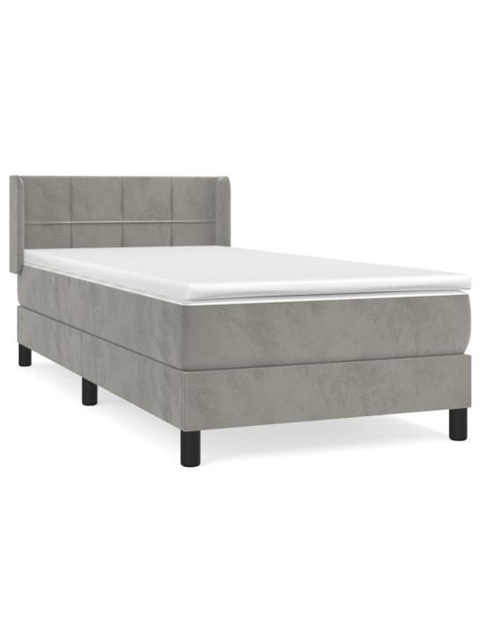 Box spring postel s matrací světle šedá 90x200 cm samet