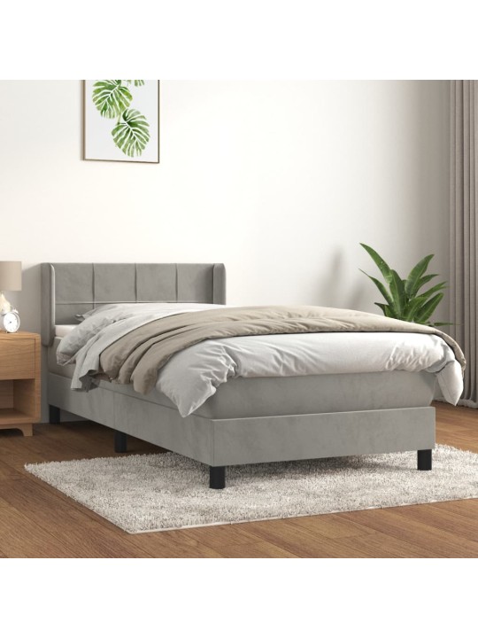 Box spring postel s matrací světle šedá 90x200 cm samet
