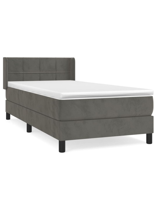 Box spring postel s matrací tmavě šedá 90x200 cm samet