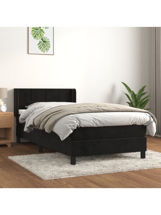 Box spring postel s matrací černá 100x200 cm samet