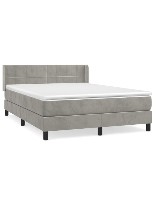 Box spring postel s matrací světle šedá 140x190 cm samet