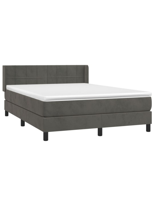 Box spring postel s matrací tmavě šedý 140 x 190 cm samet