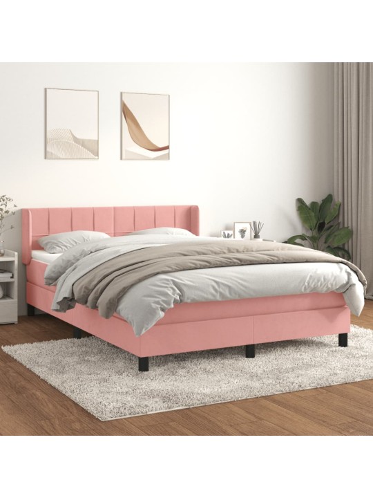 Box spring postel s matrací růžová 140x190 cm samet