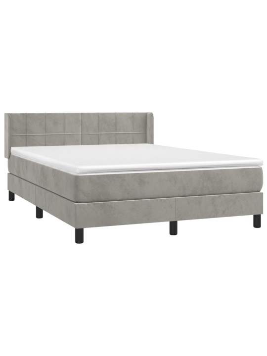 Box spring postel s matrací světle šedá 140x200 cm samet
