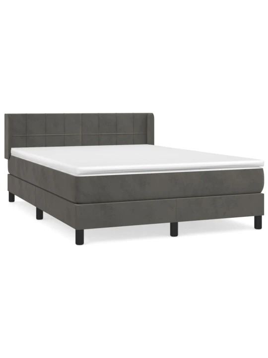 Box spring postel s matrací tmavě šedá 140x200 cm samet