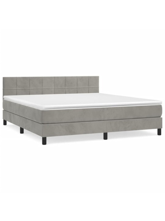 Box spring postel s matrací světle šedá 160x200 cm samet