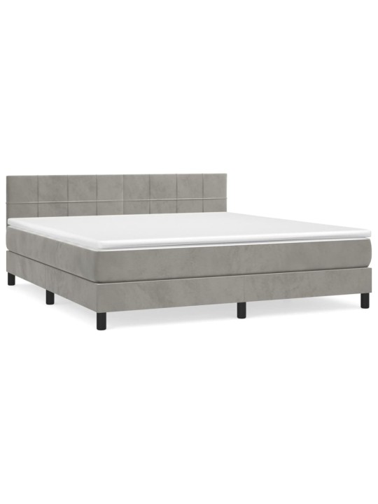 Box spring postel s matrací světle šedá 180x200 cm samet