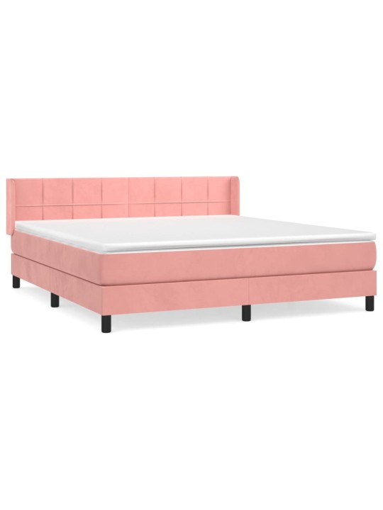 Box spring postel s matrací růžová 180x200 cm samet