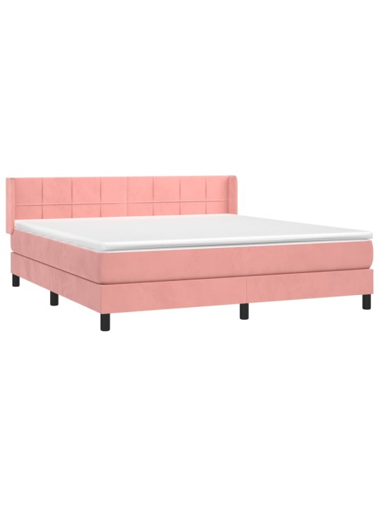 Box spring postel s matrací růžová 180x200 cm samet