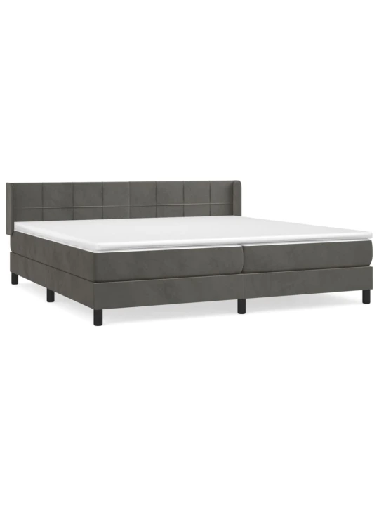 Box spring postel s matrací tmavě šedá 200x200 cm samet