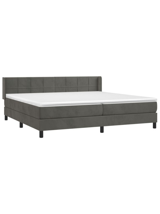 Box spring postel s matrací tmavě šedá 200x200 cm samet