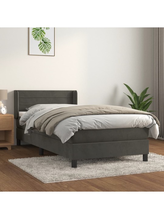 Box spring postel s matrací tmavě šedá 80 x 200 cm samet