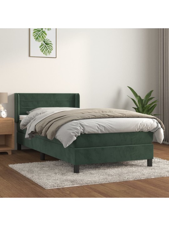 Box spring postel s matrací tmavě zelená 80 x 200 cm samet