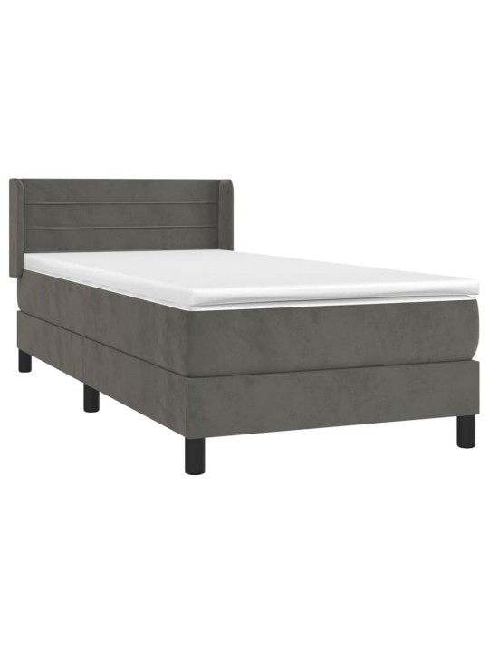 Box spring postel s matrací tmavě šedá 90x190 cm samet