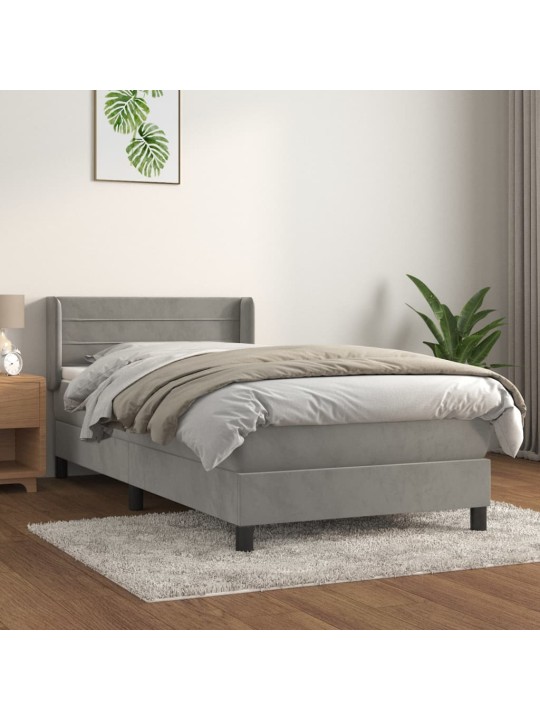 Box spring postel s matrací světle šedá 90x200 cm samet