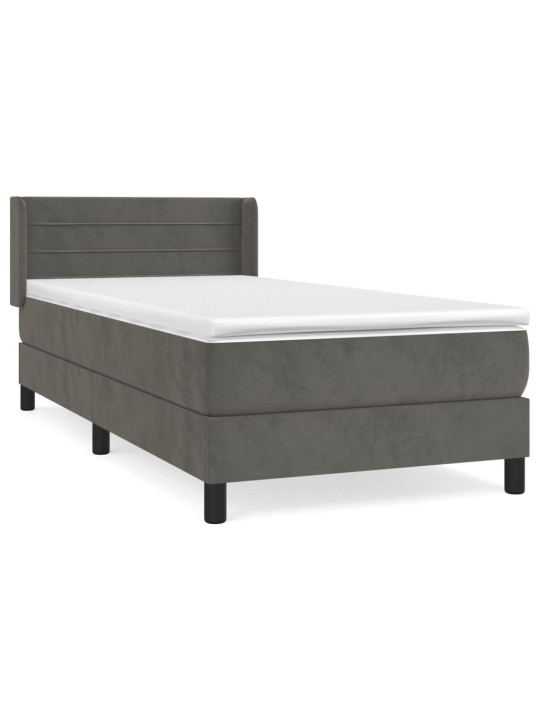 Box spring postel s matrací tmavě šedá 90x200 cm samet