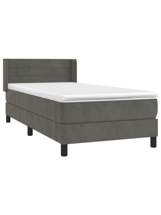 Box spring postel s matrací tmavě šedá 90x200 cm samet