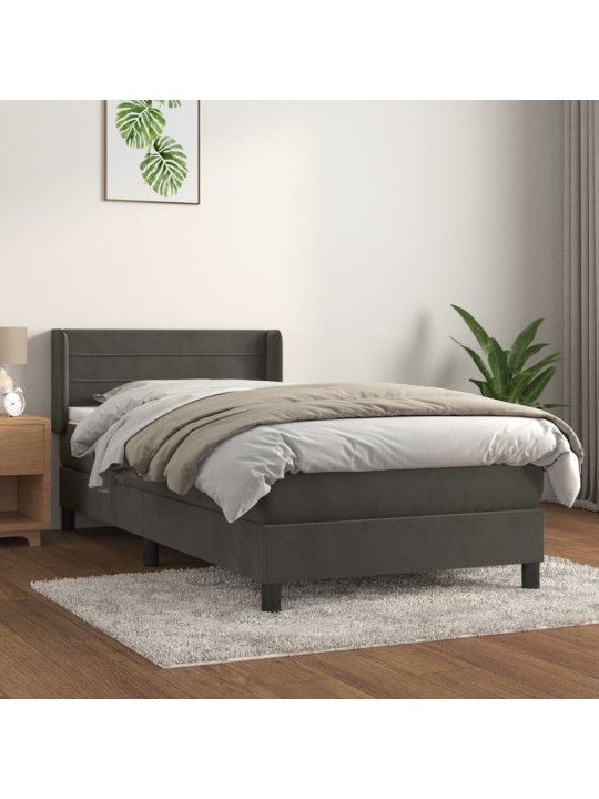 Box spring postel s matrací tmavě šedá 90x200 cm samet