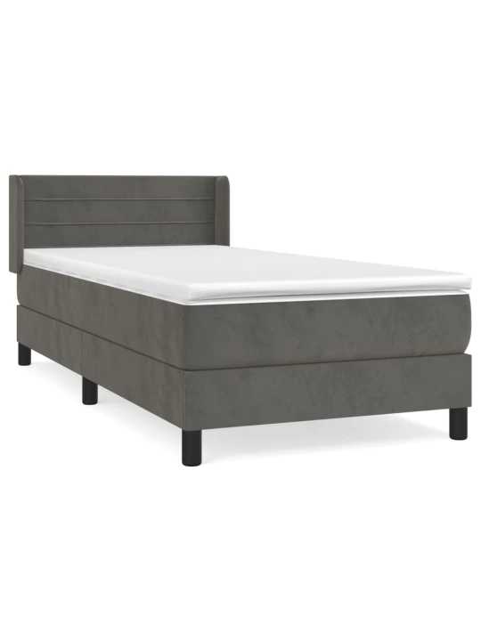 Box spring postel s matrací tmavě šedá 100x200 cm samet