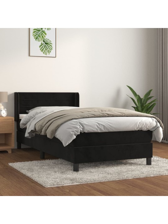 Box spring postel s matrací černá 100x200 cm samet