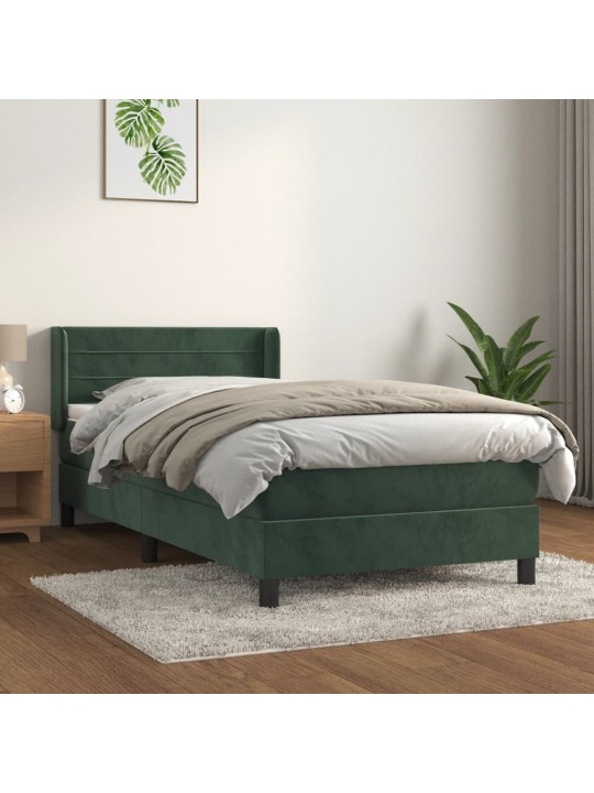 Box spring postel s matrací tmavě zelená 100x200 cm samet